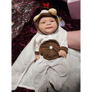 🆕14 inch Full Body Platinum Silicone Bald Baby Dolls Girl With Feeding kit